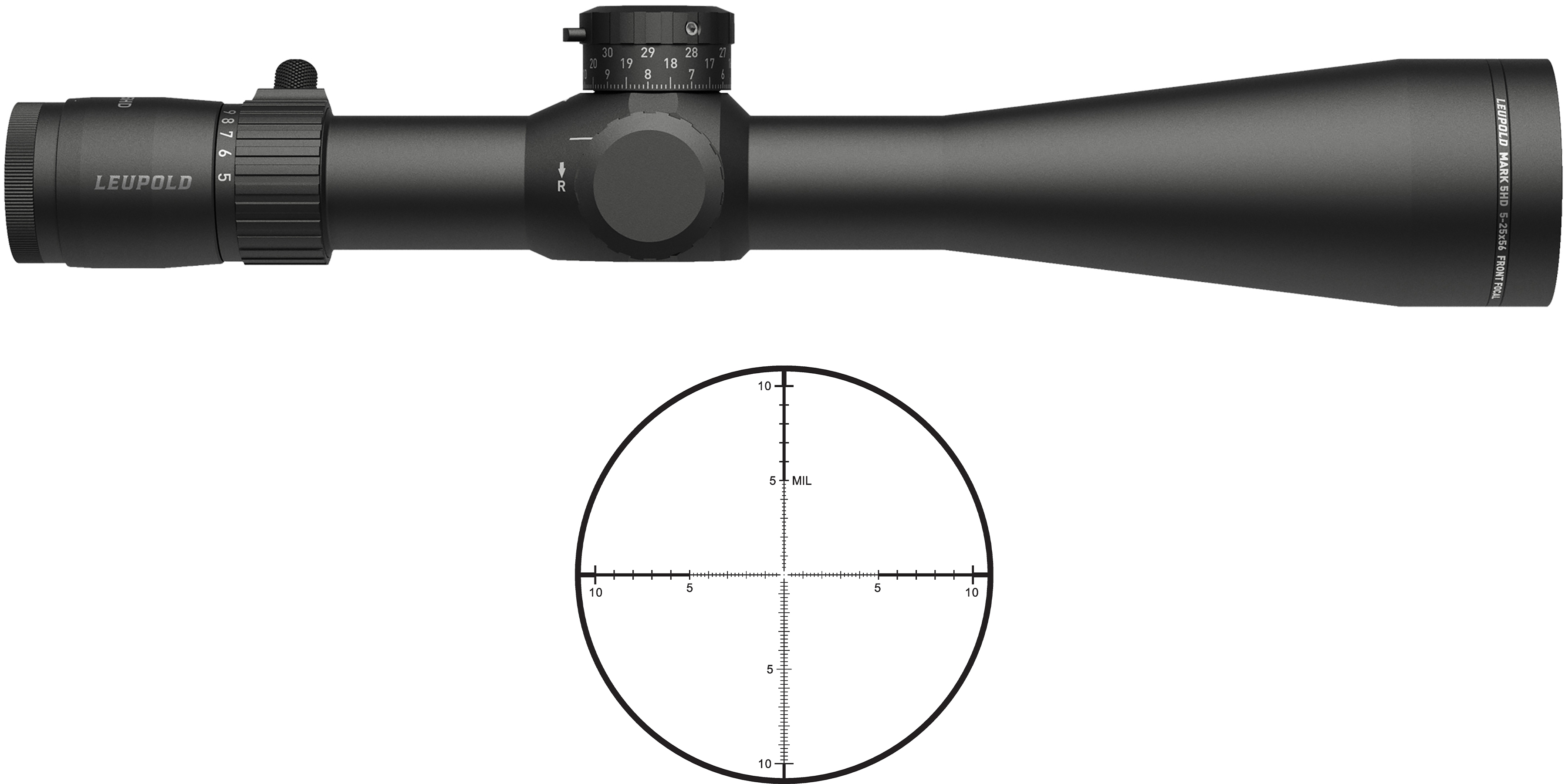 Leupold Mark 5HD 5-25x56mm PR1-MIL Riflescope, 35mm Maintube, Matte Black