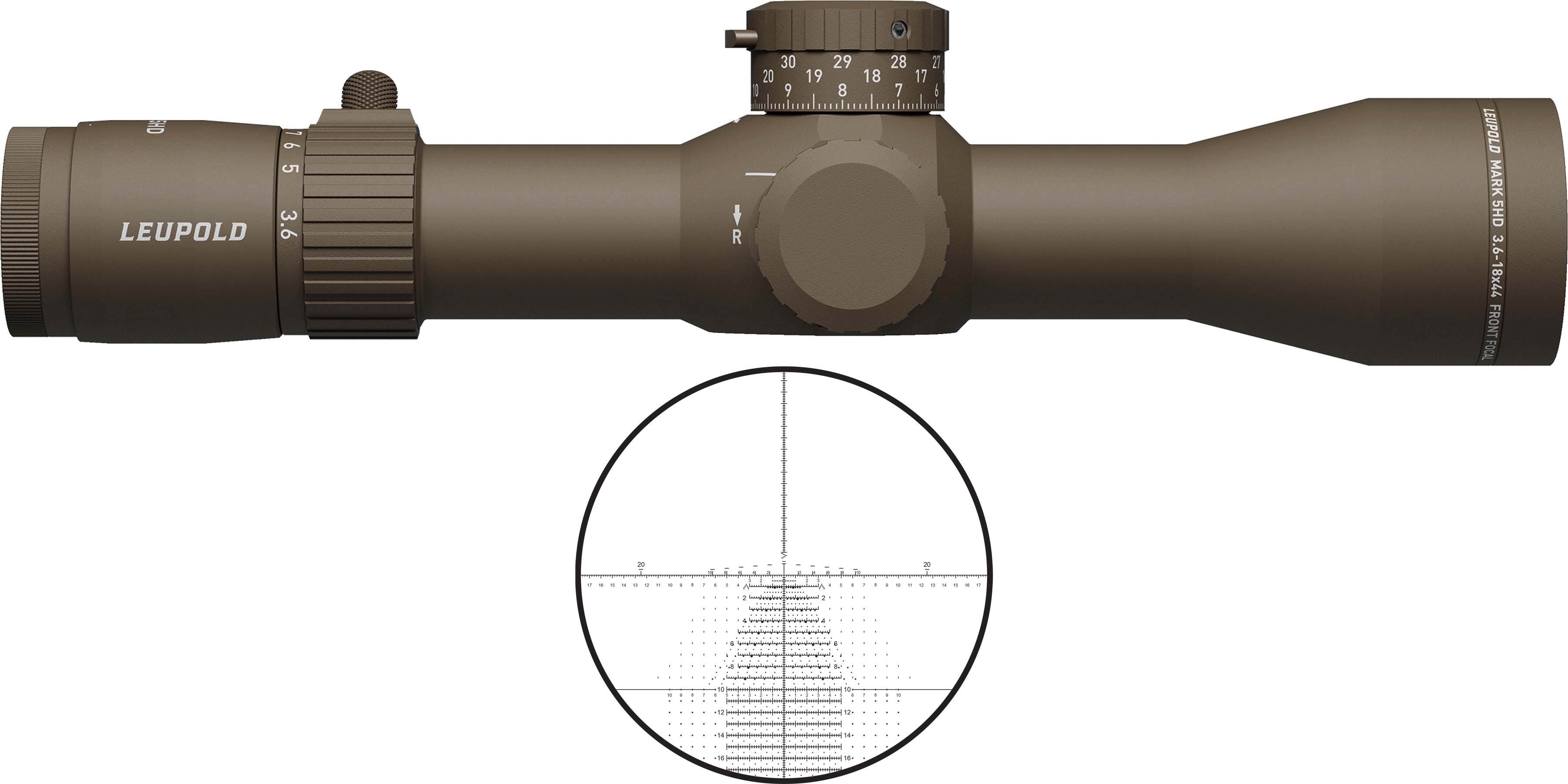 Leupold Mark 5HD 3.6-18x44mm FFP Rifle Scope, Dark Earth