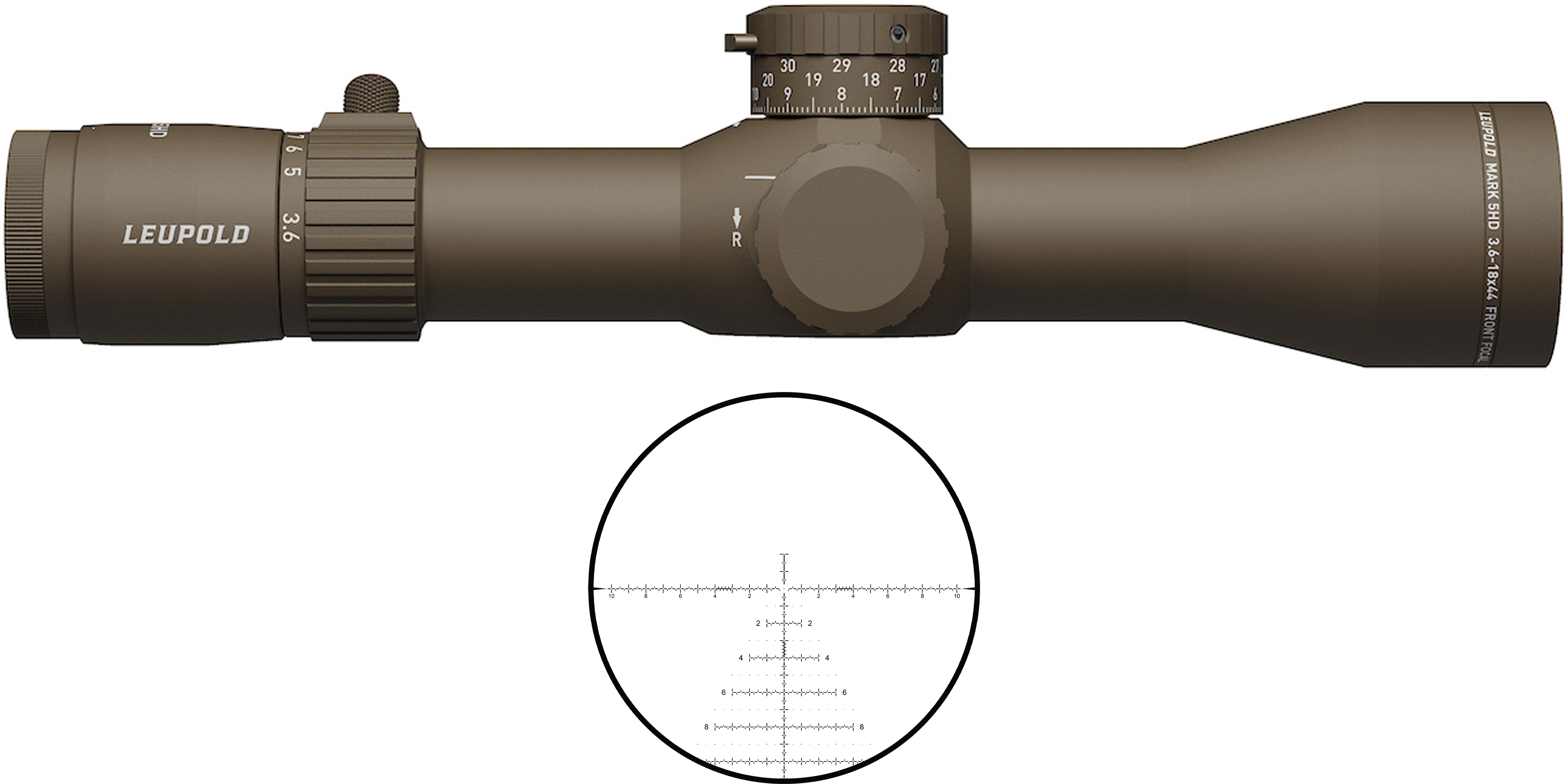 Leupold Mark 5HD 3.6-18X44mm FFP Tactical Rifle Scope, Dark Earth
