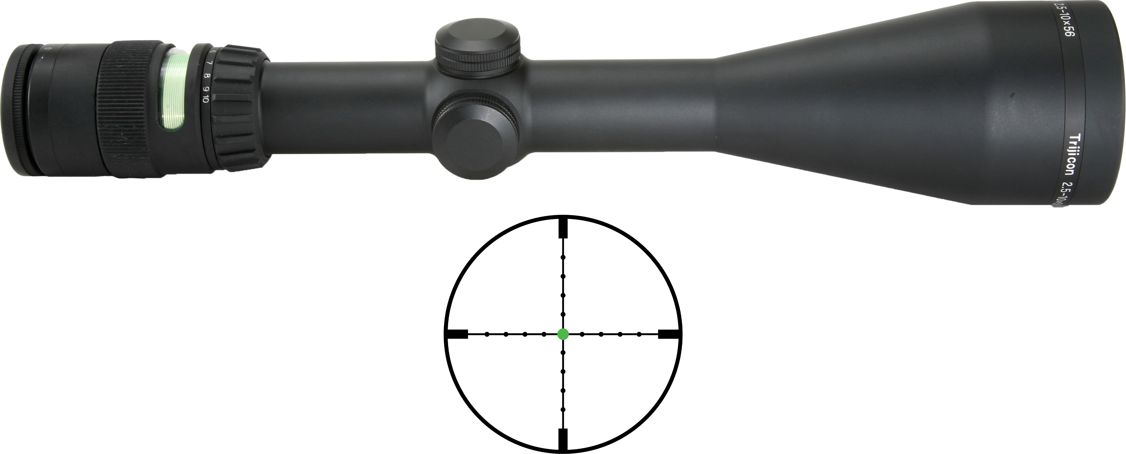 Trijicon AccuPoint 2.5-10x56mm Rifle Scope with Mil-Dot Illuminated Green Reticle, 30mm Tube