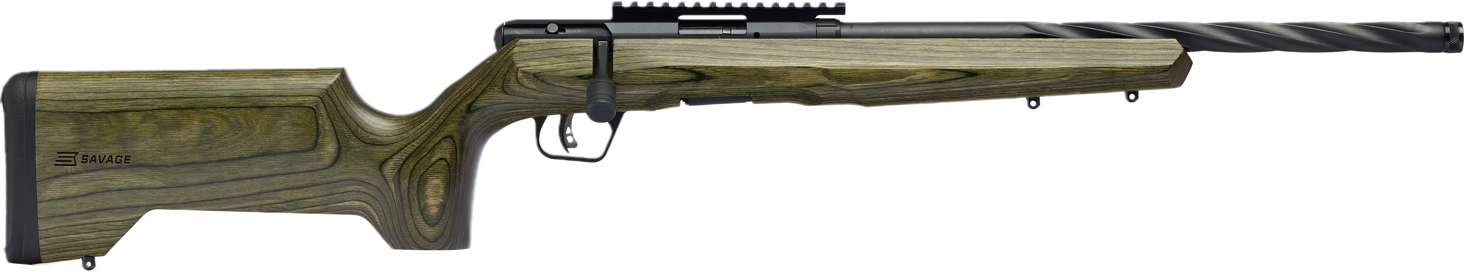 Savage Arms B22 Timber Tactical Rifle .22 LR 10rd Magazine 18" Threaded Spiral Barrel Green Laminate Stock