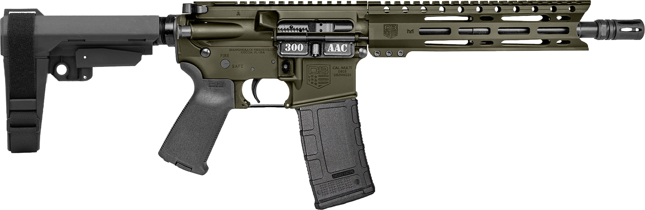 Diamondback DB15 300BLK 10" ODG SBA3 Pistol