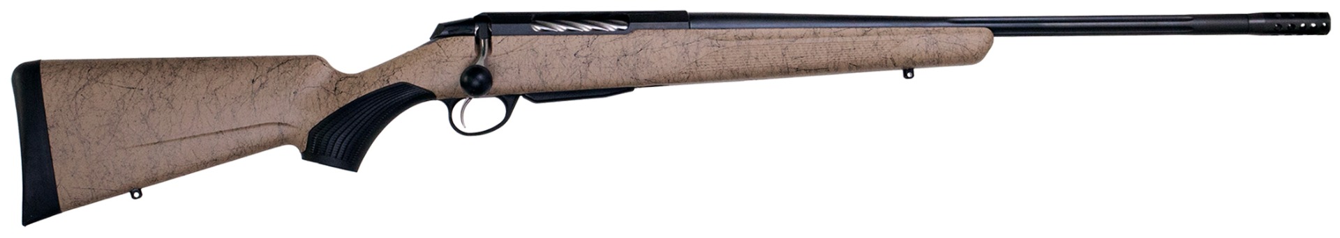 Tikka JRTXRT331R10 T3x Lite 300 Win Mag 3+1 24.30" Fluted/Threaded, Black Barrel/Rec, Black Webbed Tan Roughtech Synthetic Stock, Interchangeable Grip, Muzzle Brake