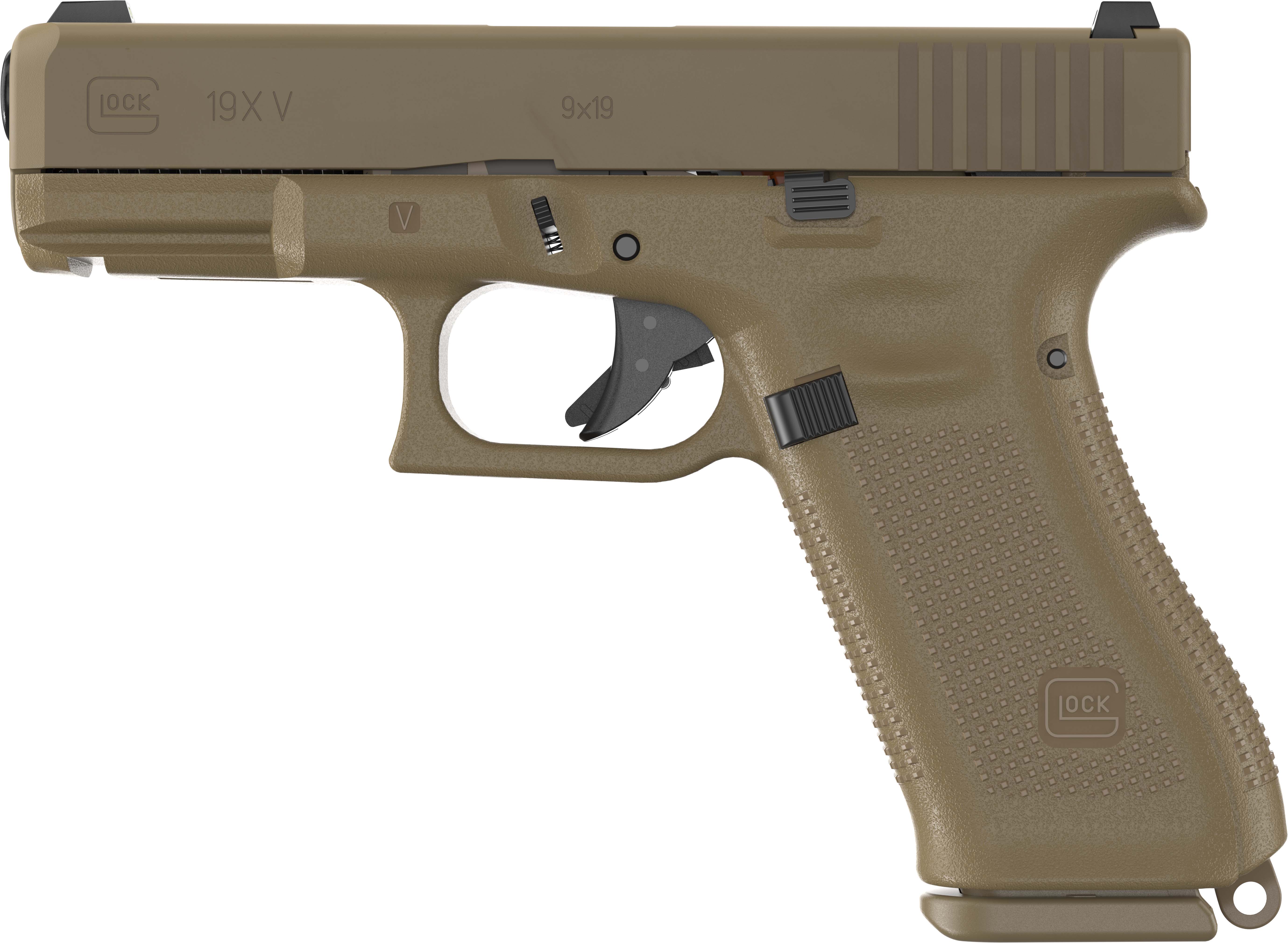 GLOCK 19X V 9MM 4.02IN BARREL 19RD COYOTE BROWN GNS PISTOL