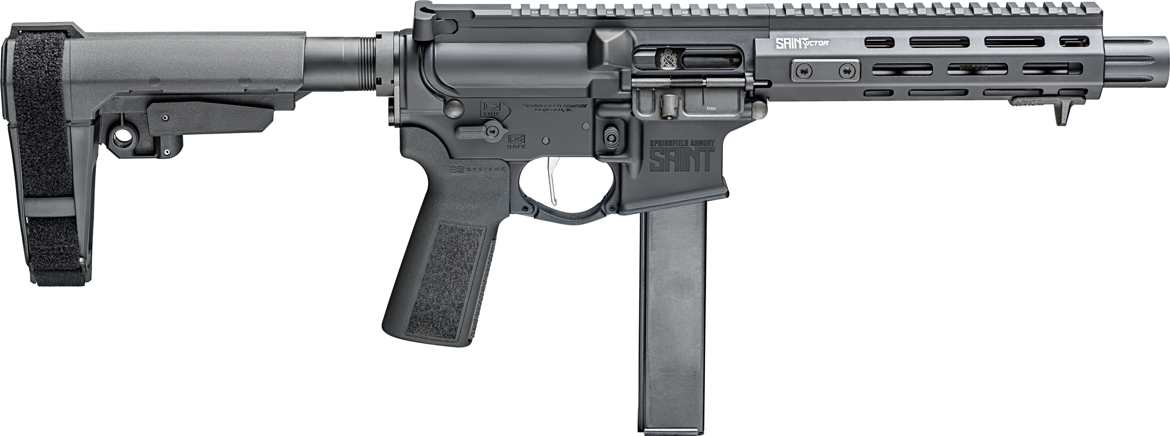 Springfield Armory Saint Victor 9mm Pistol 8.5" Black SBA3 Brace 32rd