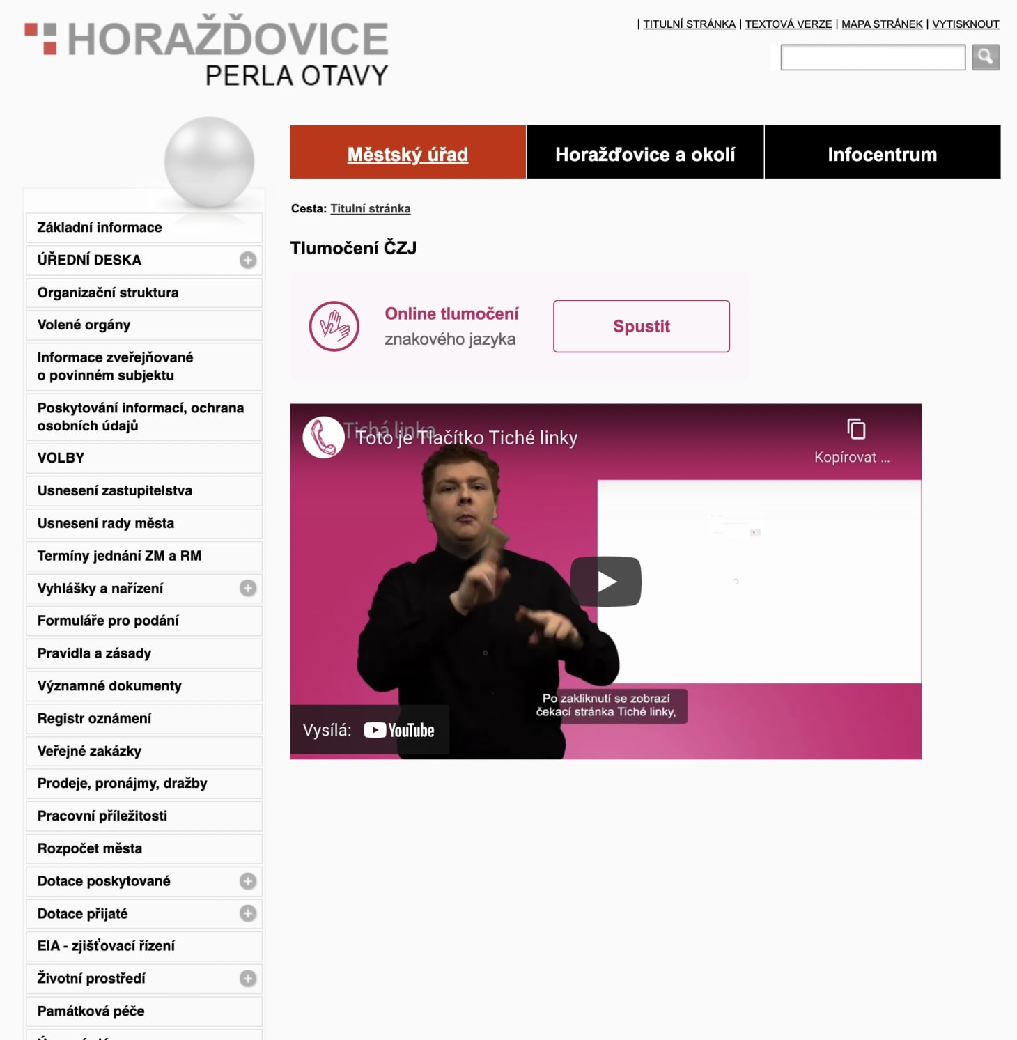 Tlačítko Horažďovice