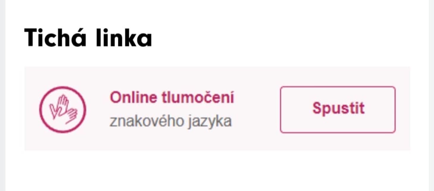 Tlačítko Tiché linky na webových stránkách města Chomutov
