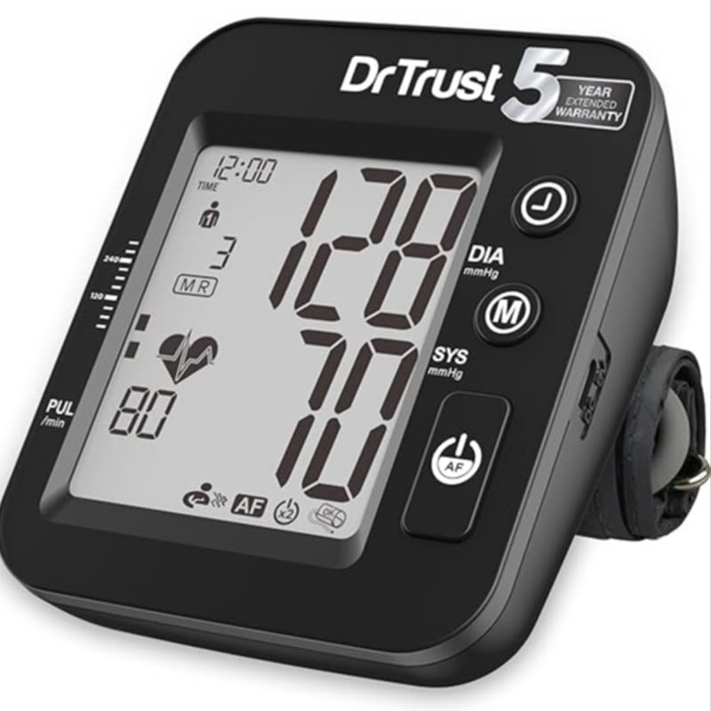 Dr Trust USA Intellitrack 131 Fully Automatic Atrial Fibrillation Portable Digital Blood Pressure Monitor BP Machine For Hypertension & Managing Heart Health, BP Apparatus For Home & Clinic Use, Most Accurate Measurement, USB Compatible with Backlight & MDI Technology