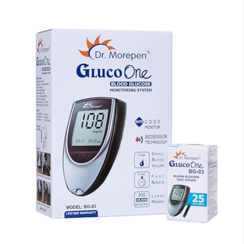 DR. MOREPEN GlucoOne Blood Glucose Monitor Model BG 03 with 25 Strips