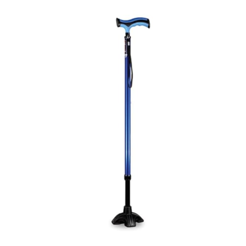 Vissco Avanti Plus - T Shape Aluminum Stick, Lightweight Walking Stick, Adjustable Height, Wide Base for Balance (Blue)
