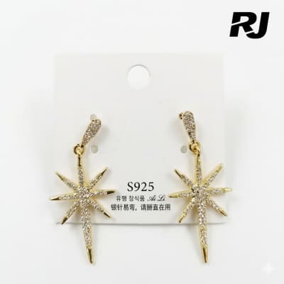 Arete c/estrella de ocho puntas largas