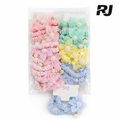 Cola p/pelo c/tela est tripa c/1flor de 5hojas X1paq de 2pcs