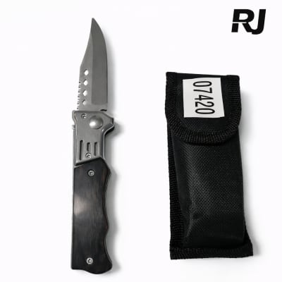 Cuchillo automático c/mango madera negra