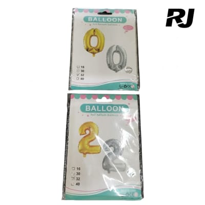Inflable de numero individual platiada 32 pulg