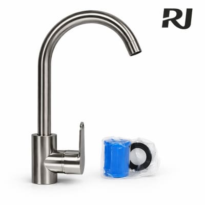 Llave de chorro p/agua caliente y fría cuello curva larga