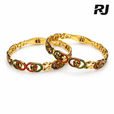 Pulsera c/aro rojo y verde de acero titanio