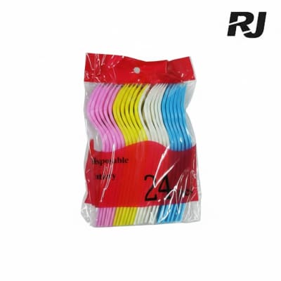 Tenedor plastico color 24pcs