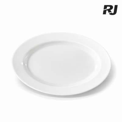 plato de melamina blanco ovalado 14pulg