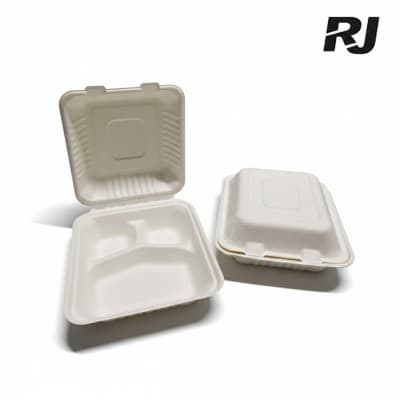 taza p/comida de carton c/3espacios 8pulg X1