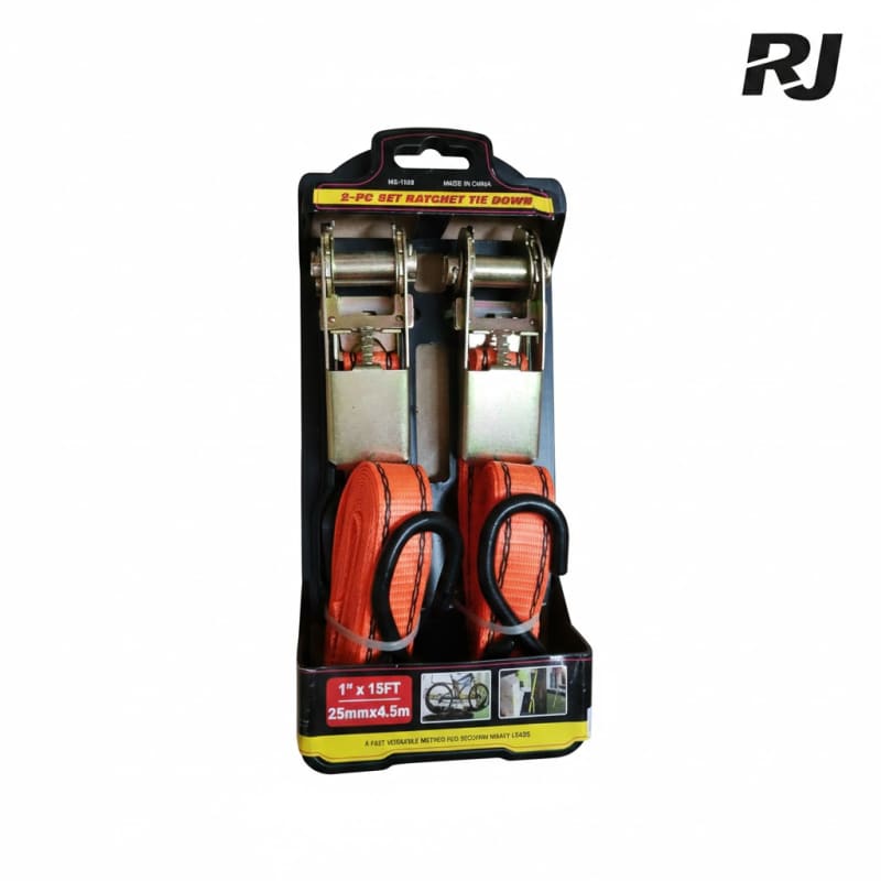 2PCS 1pulgX15FT faja p/amarra c/seguro