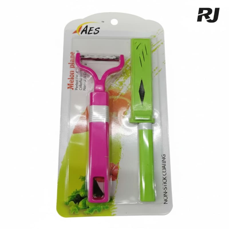 2pcs set c/pela papa y cuchillo mango color