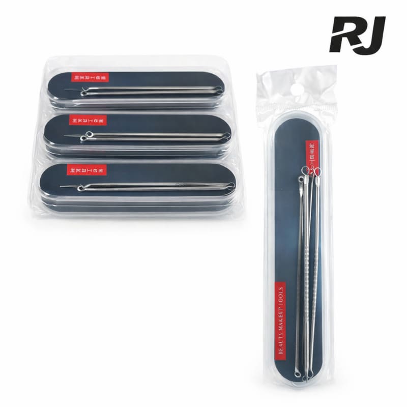 4pcs set de aguja p/quitar espinilla en caja plastica