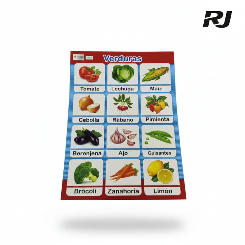 Carton c/dibujo p/aprender verduras