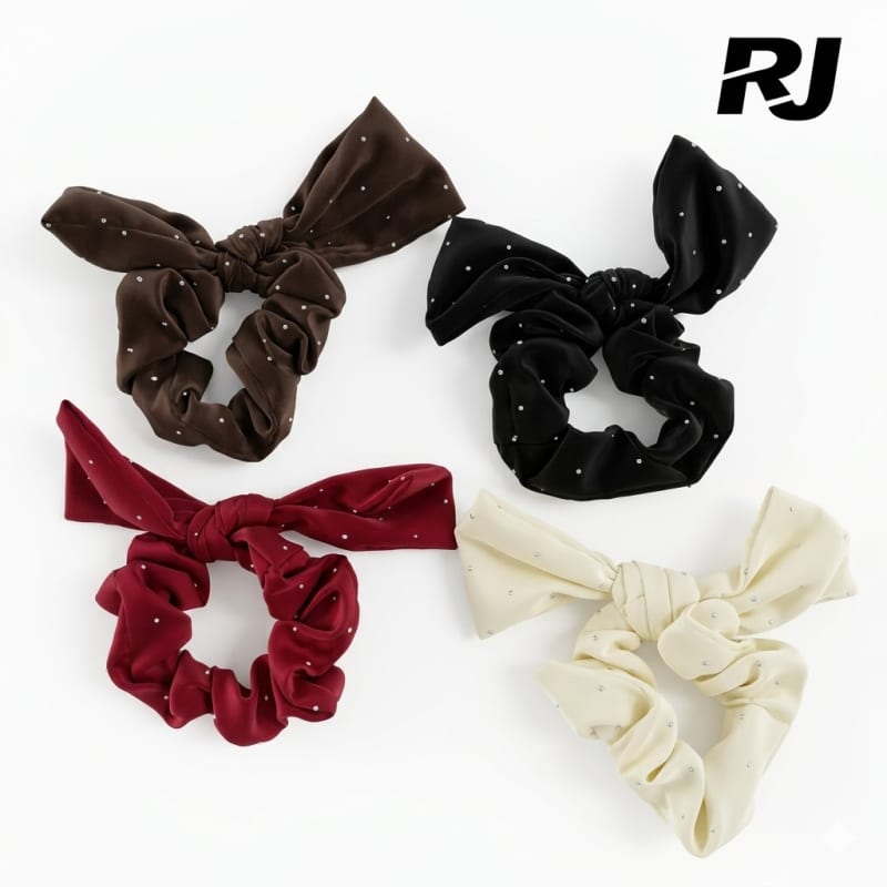 Cola p/pelo ancha c/nudo mariposa c/puntos diamantes X1