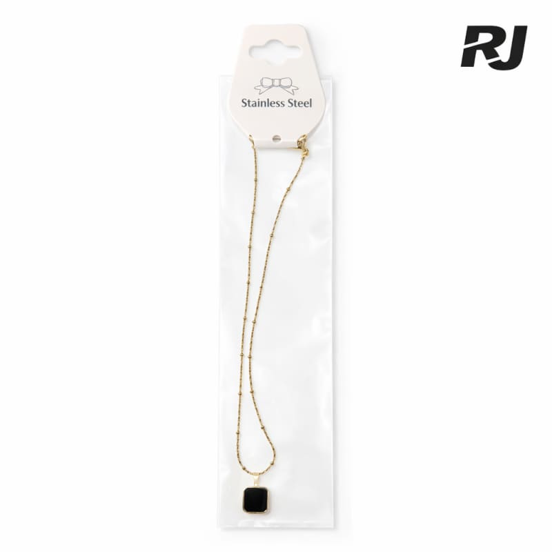 Collar c/medalla cuadrada dentro negro