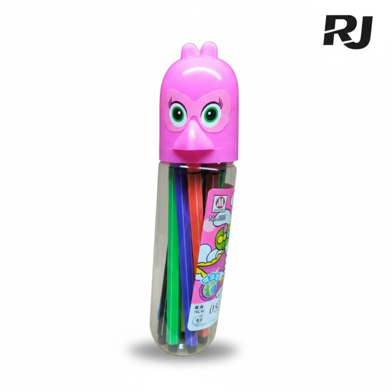 Marcador color tarro c/tapa pájaro 12pcs