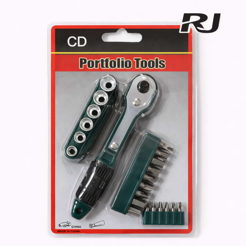 Set de llave de trinquete c/cubo y punta destornillador