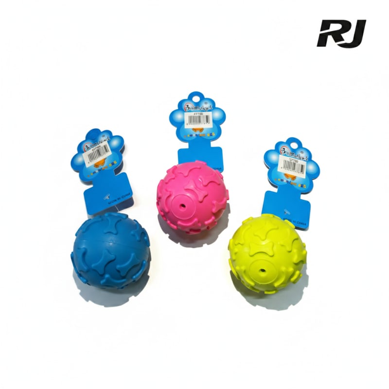 juguete p/perro bola c/pito dibujo hueso