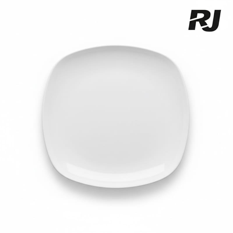 plato de melamina cuadrado blanco 9.5pulg