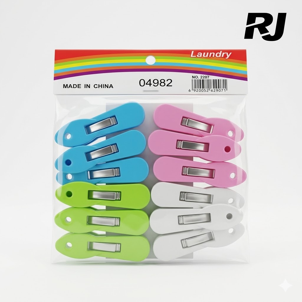 12PCS prensa p/ropa plst c/resorte aplastado