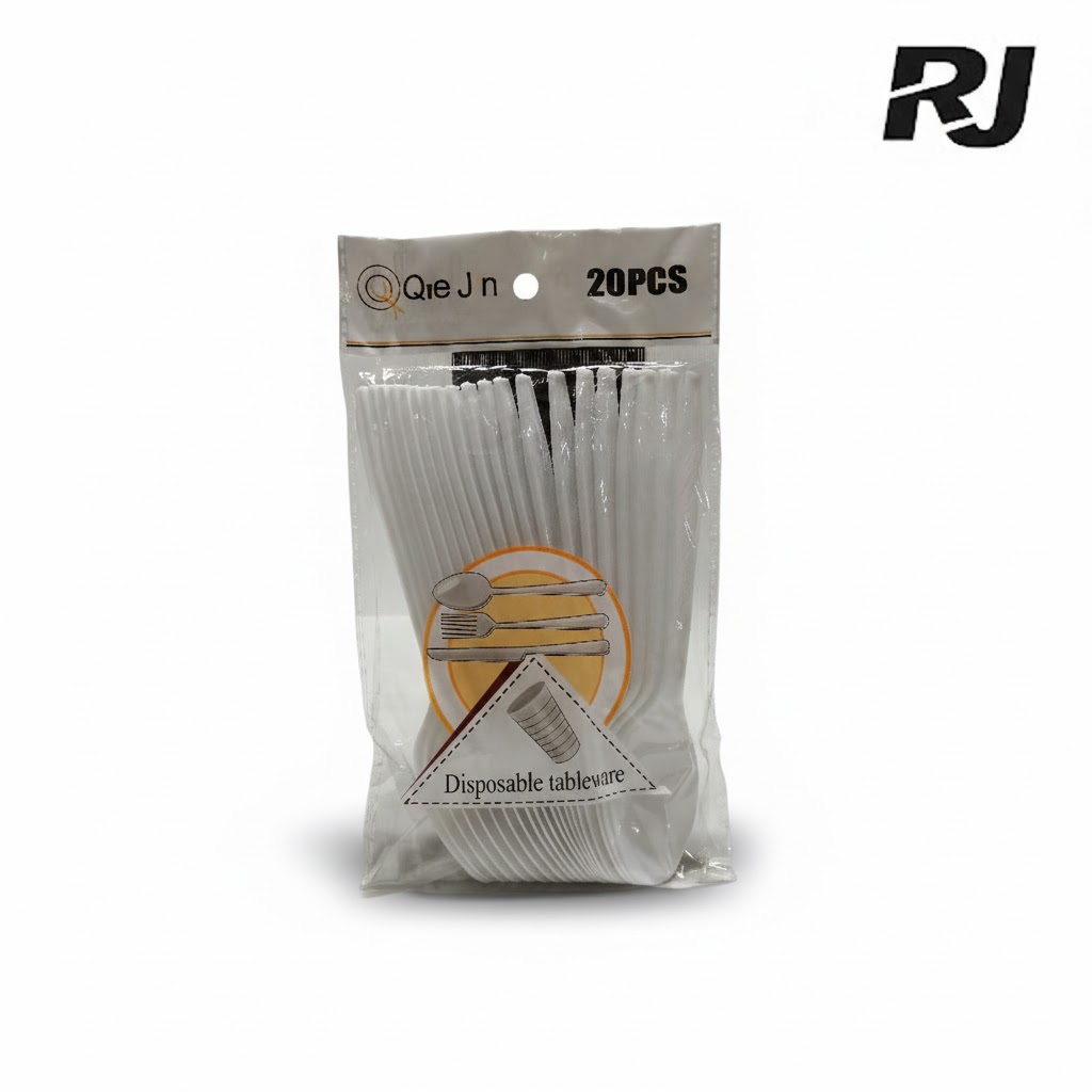 20pcs cuchara plastica blanca