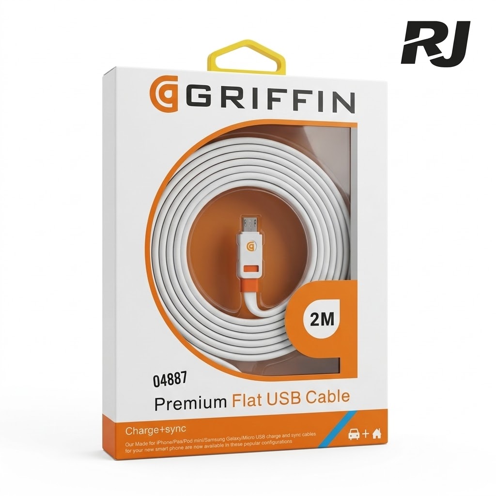 2mt cable USB-V8 p/celular aplastado