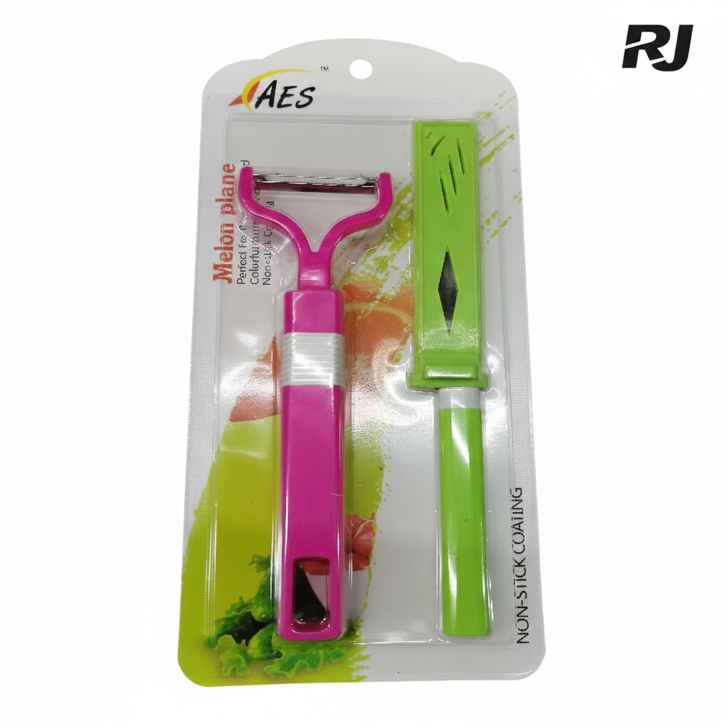 2pcs set c/pela papa y cuchillo mango color