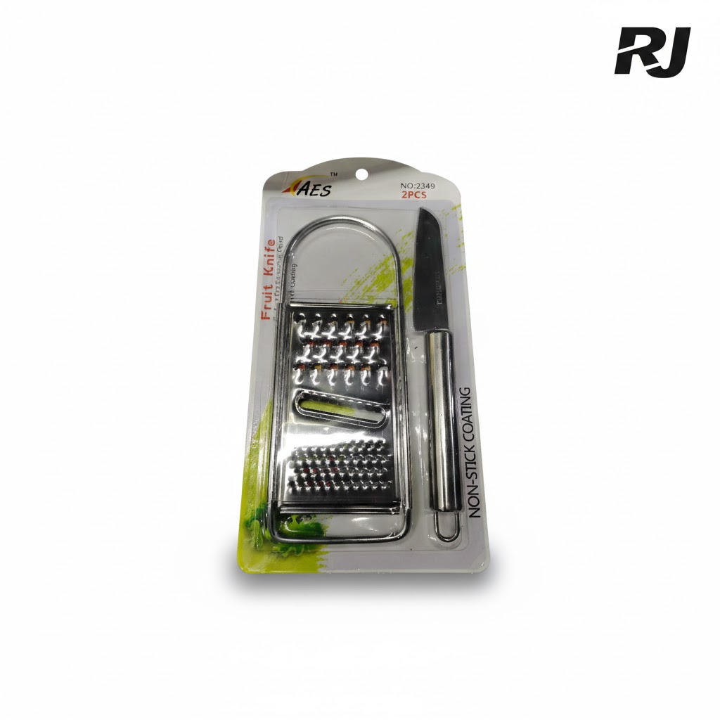 2pcs set c/rayador y cuchillo platiados
