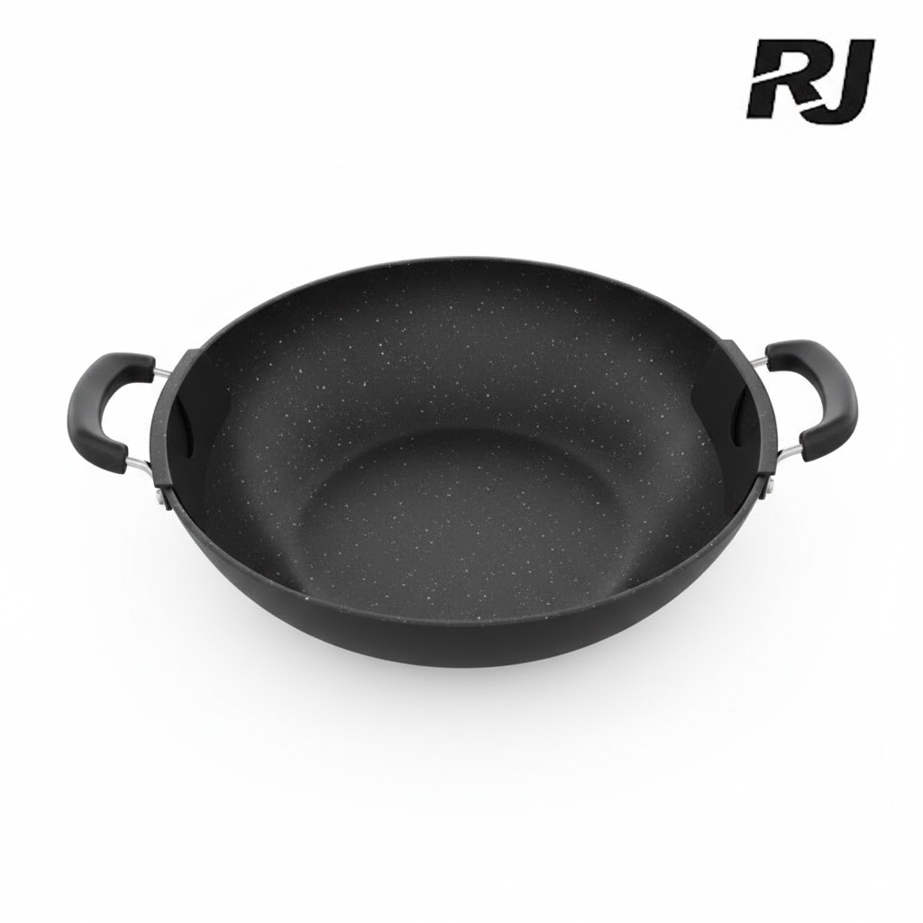 32cm olla c/2 oreja c/puntos arroz marmol negro