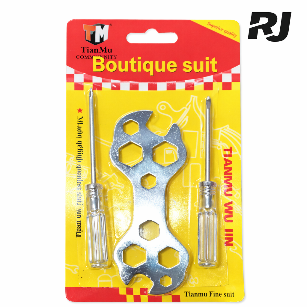 3pcs set c/llave boca fija varios huecos