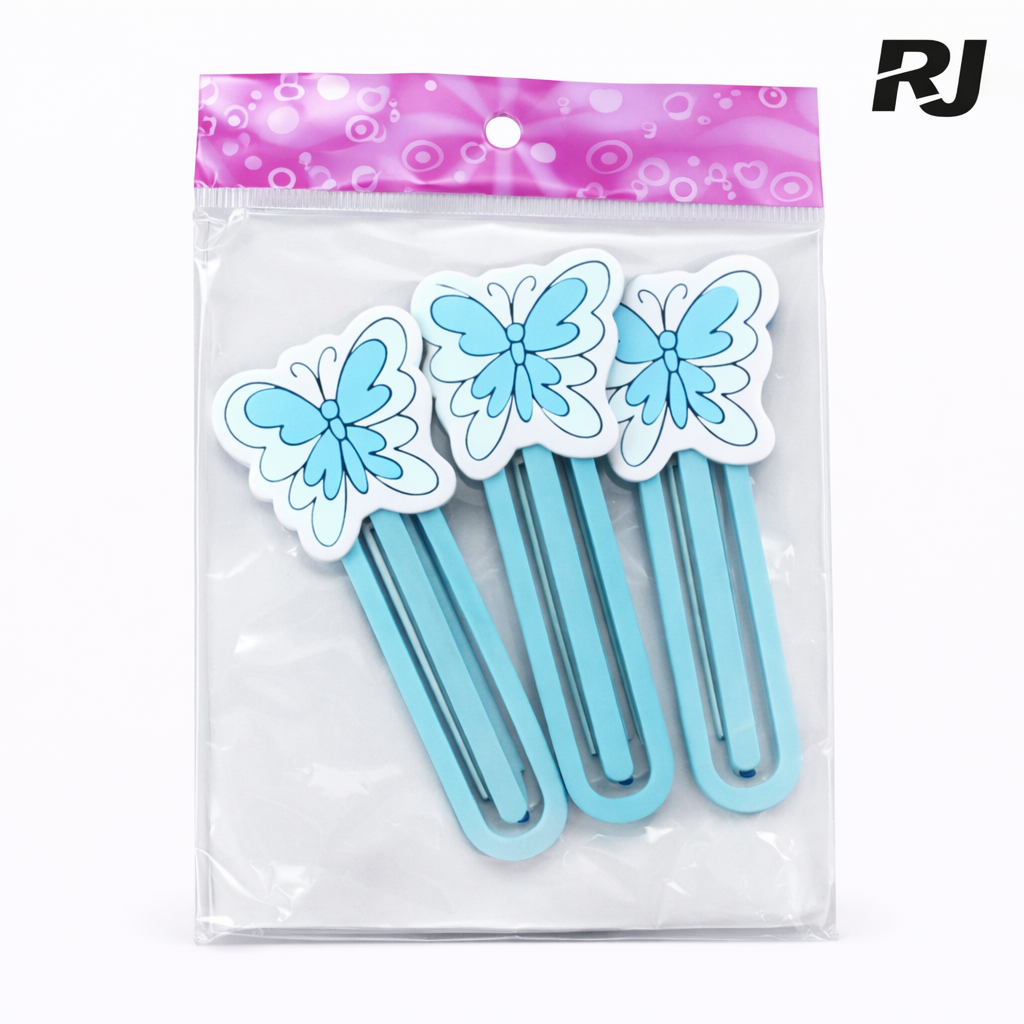 6PCS clip c/figura mariposa de madera
