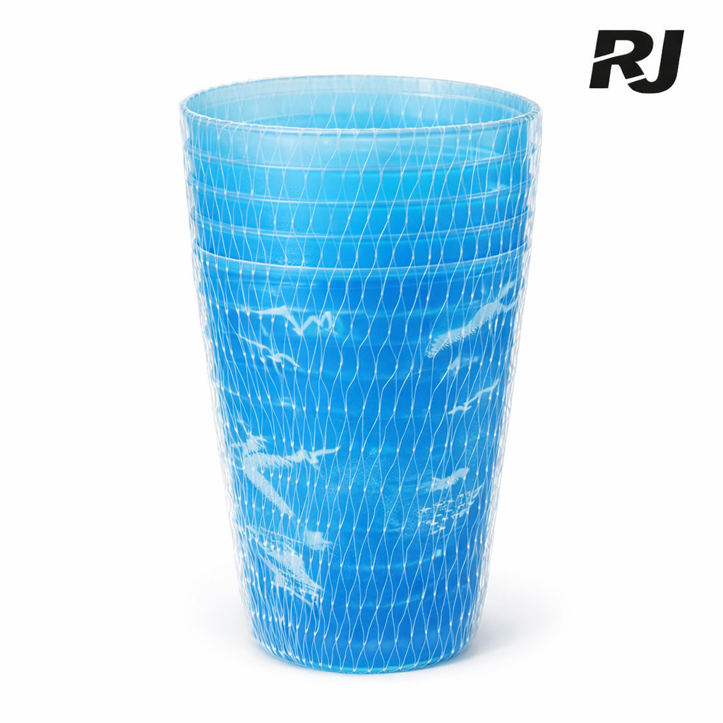 6PCS vaso plst c/bolsa de malla