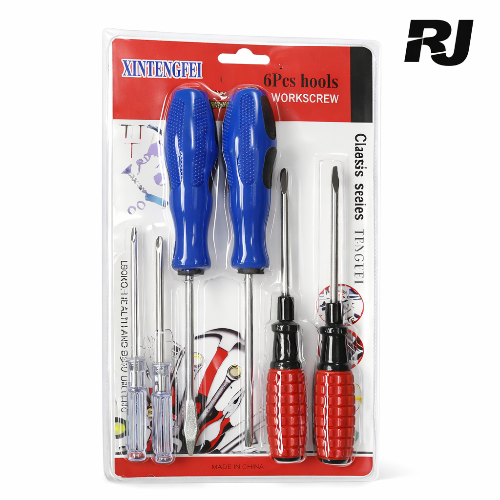 6pcs set de destornillador mango 2azul,2am