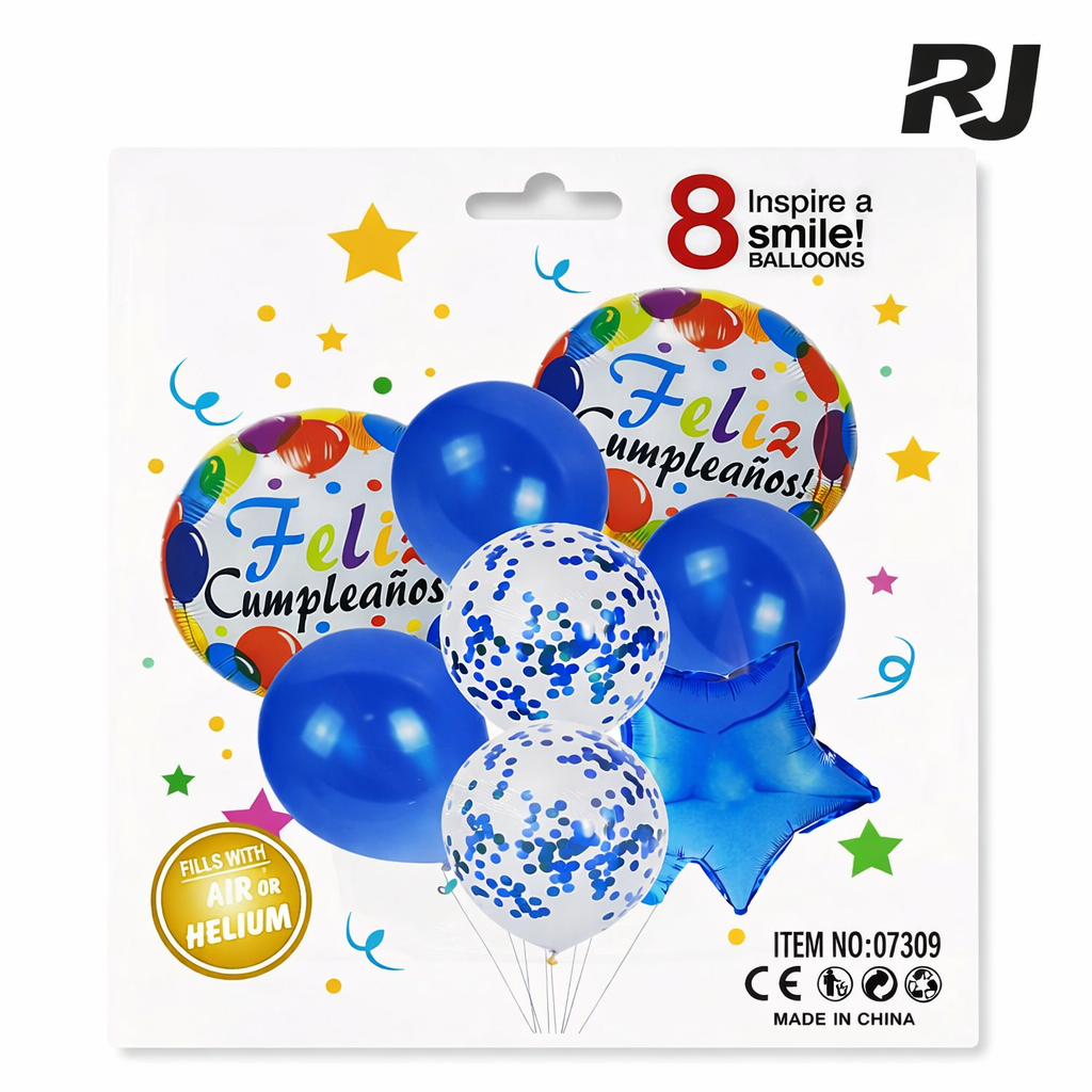 8pcs set de bomba c/letras feliz cumpleanos