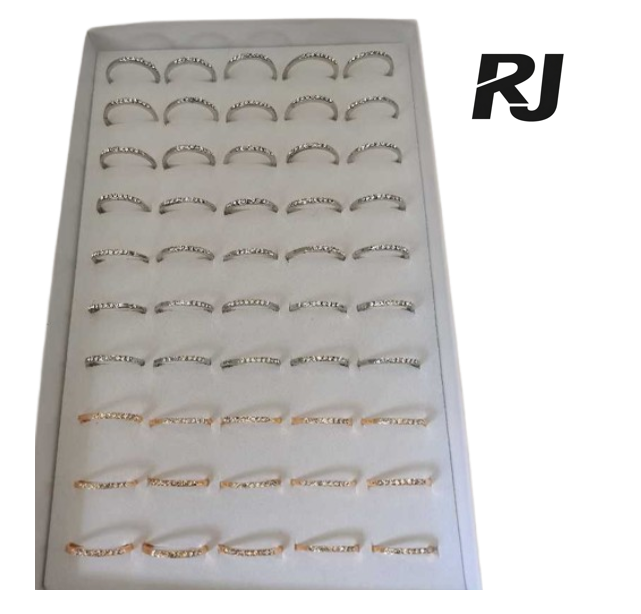 Anillo c/una fila de diamante blanco X 1caja 50pcs