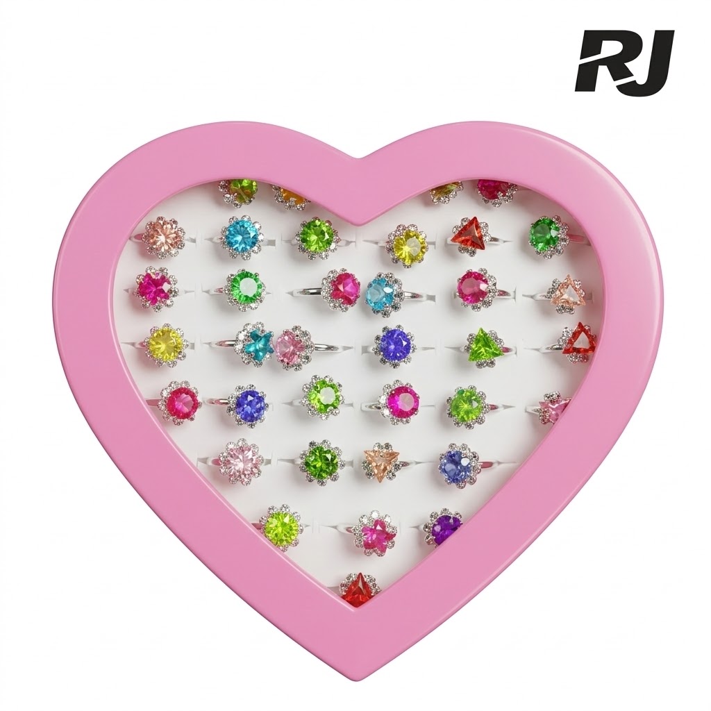 Anillo en caja corazon 36pcs