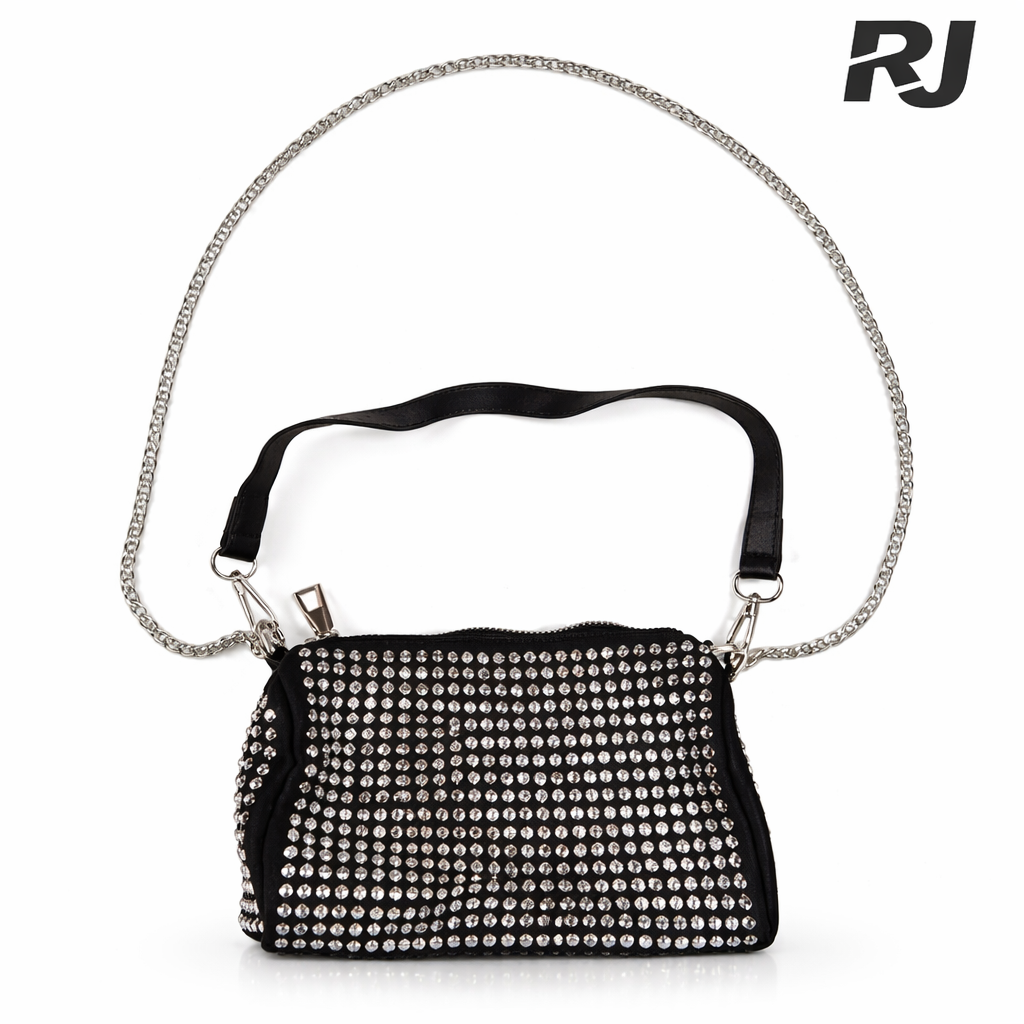 Bolso p/mujer c/diamantes platiadas