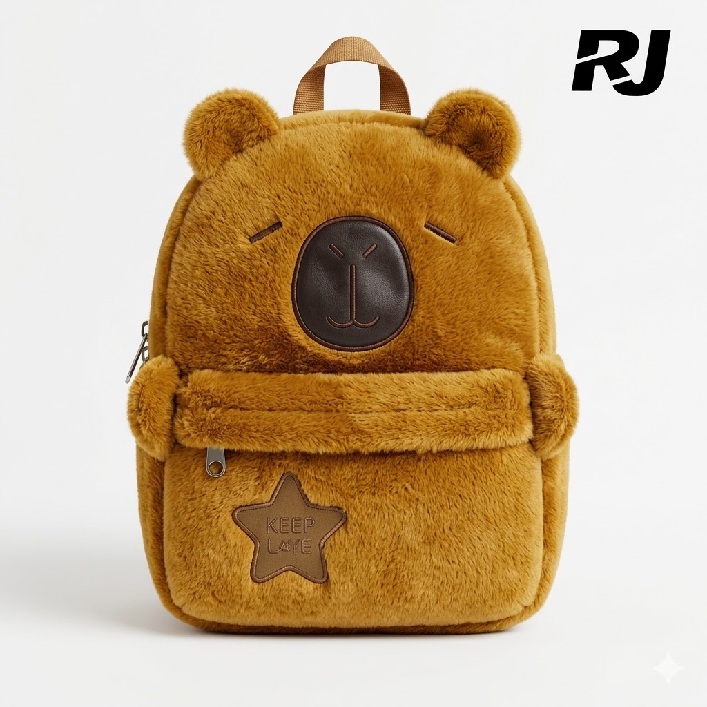 Bolso peludo figura capybara