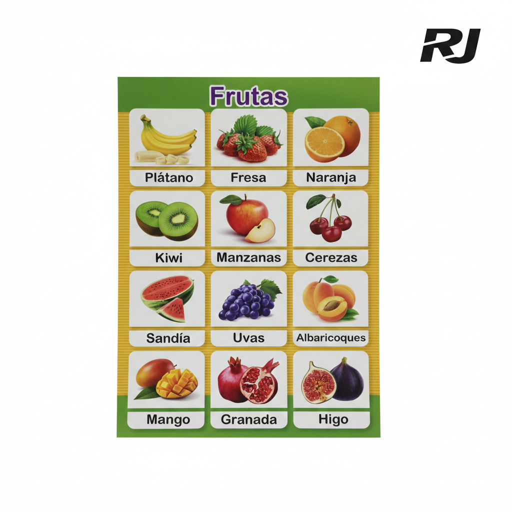 Carton c/dibujo p/aprender frutas