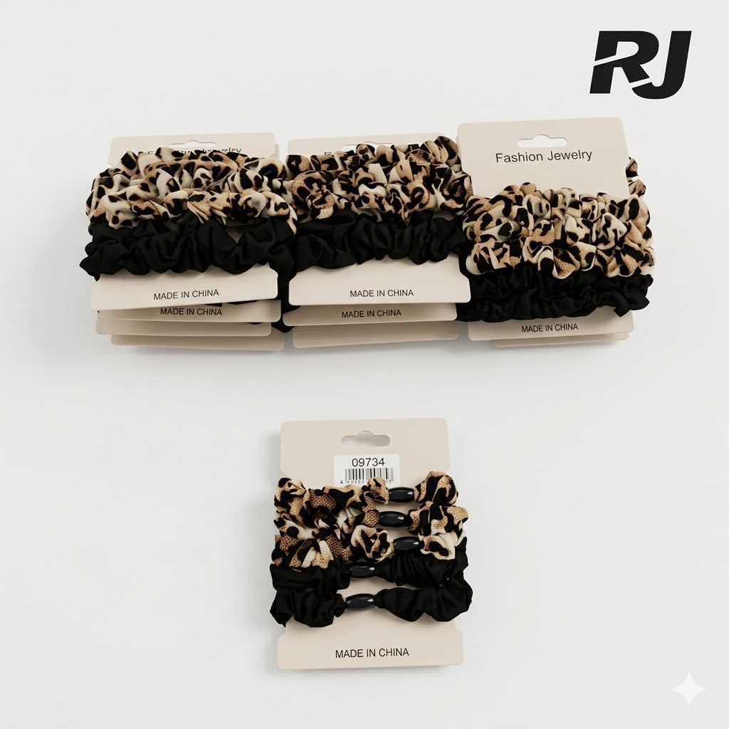 Cola p/pelo c/tela est tripa 2 negro+3puma X1 carton 5pcs